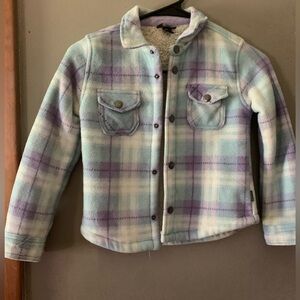 Eddie Bauer size 6 Girls' Sherpa Lined Snap Button Fleece Shirt Jacket